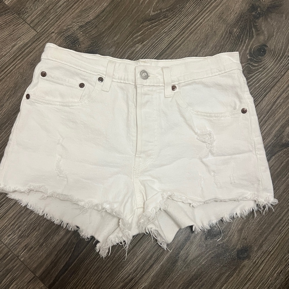 White Levi 501 Denim Shorts